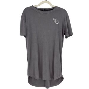 Vanquish Fitness Logo layering T-Shirt Small Gray Suede Texture Workout Top